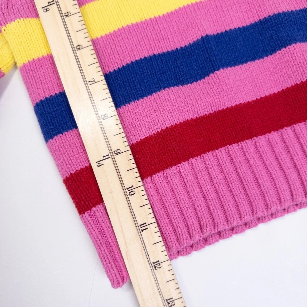Vintage The Children's Place Sweater Y2K Pink Rainbow Stripe Knit Baby 12 Months